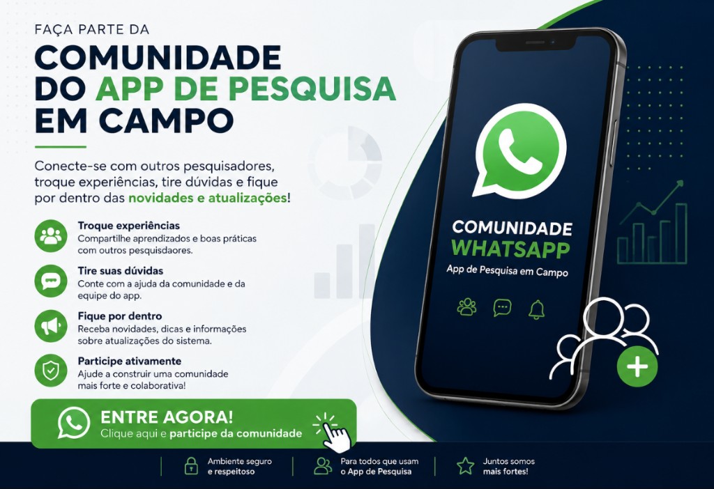 Faça parte da comunidade do App de Pesquisa em Campo — Entre agora no WhatsApp